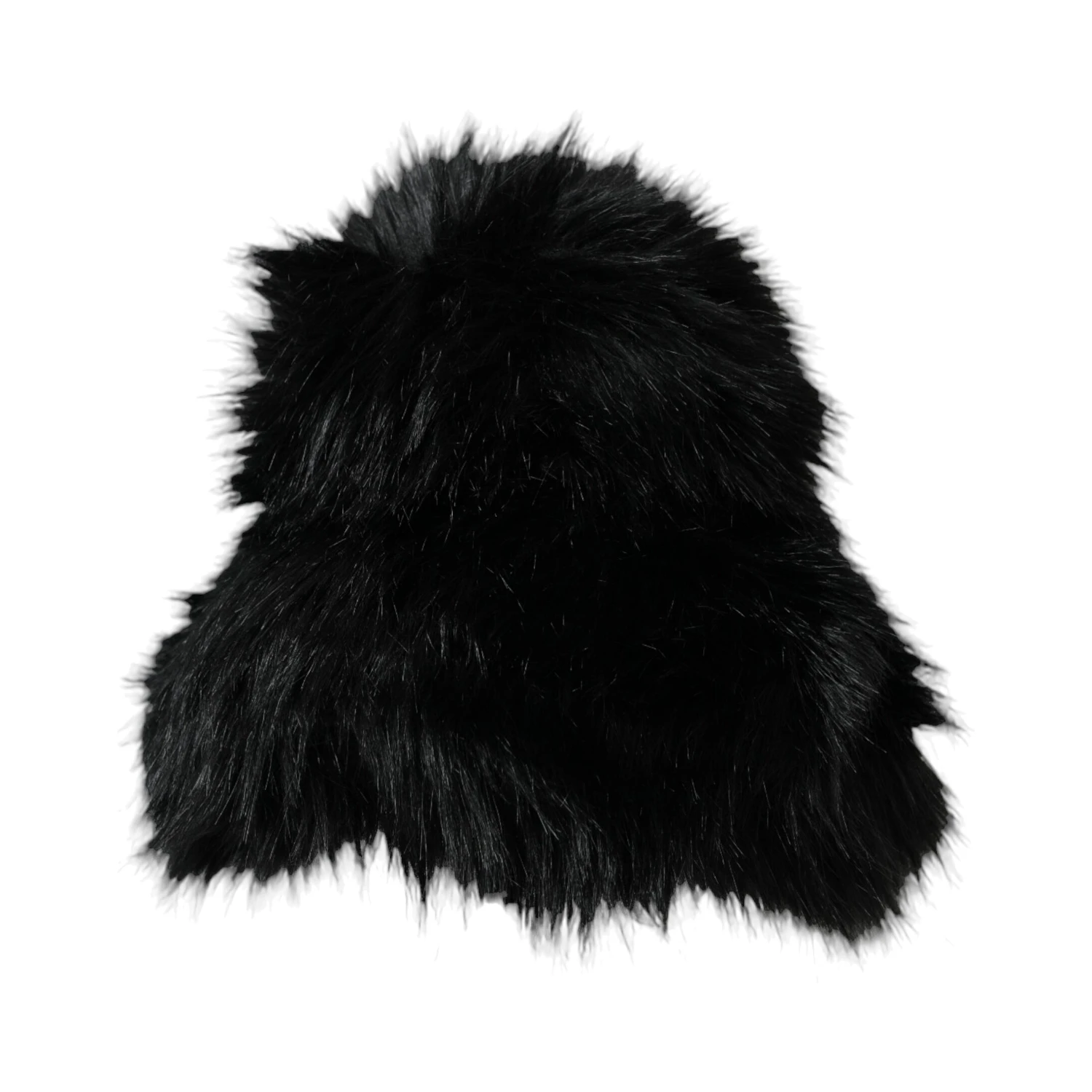 Black Faux Fur Womens Bucket Hat