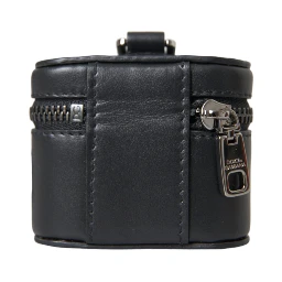 Black DG Logo Leather Silver Metal Airpods Case