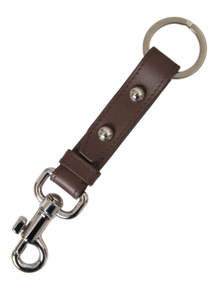 Brown Plain Leather Silver Brass Keyring Holder Keychain alternative