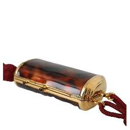 Brown Leopard Mini Mirror Tassel Make Up Holder Bag