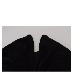 Black Sheath Midi Gown Wool Wrap Dress
