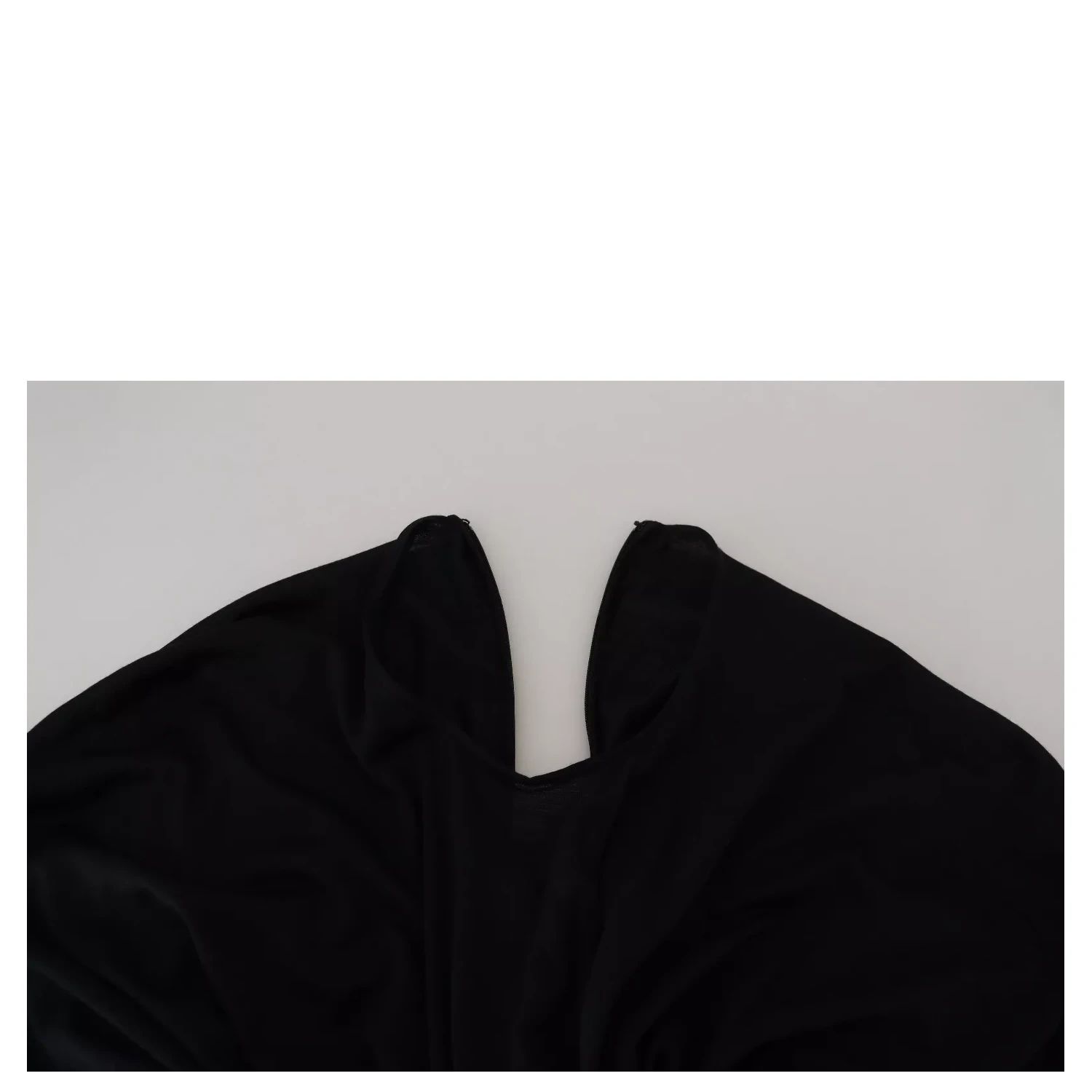 Black Sheath Midi Gown Wool Wrap Dress