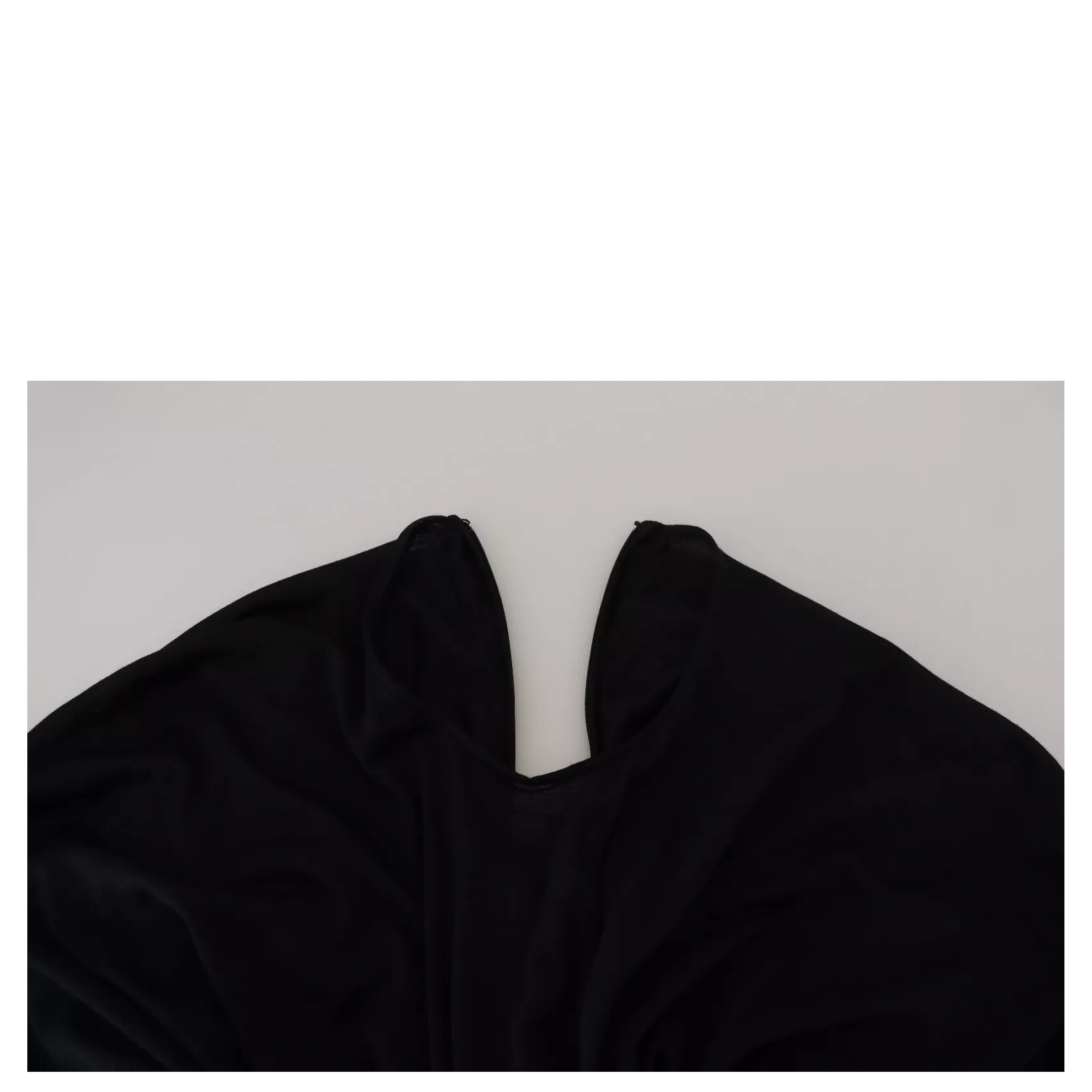 Black Sheath Midi Gown Wool Wrap Dress