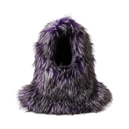 Purple Faux Fur Whole Head Wrap Hat