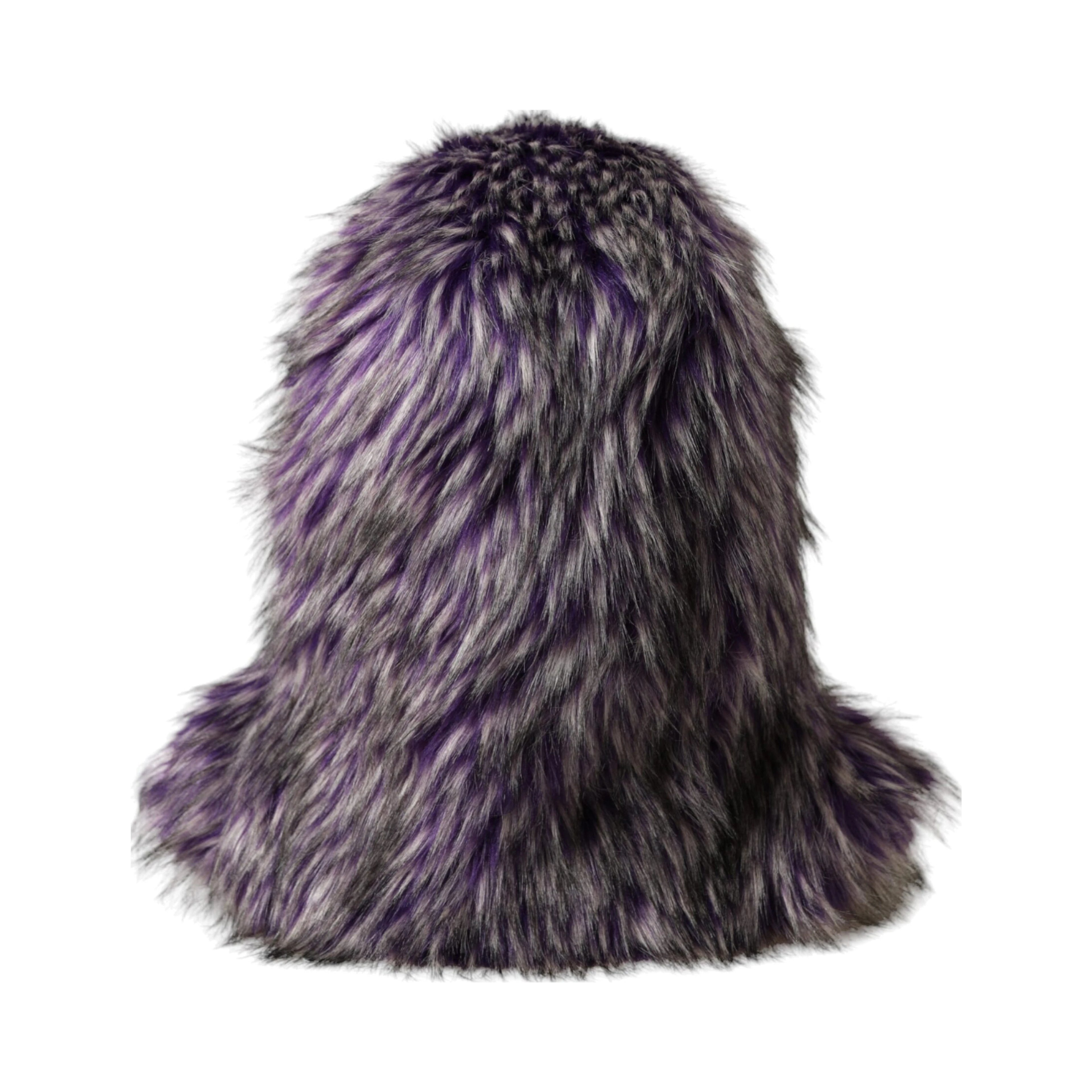 Purple Faux Fur Whole Head Wrap Hat