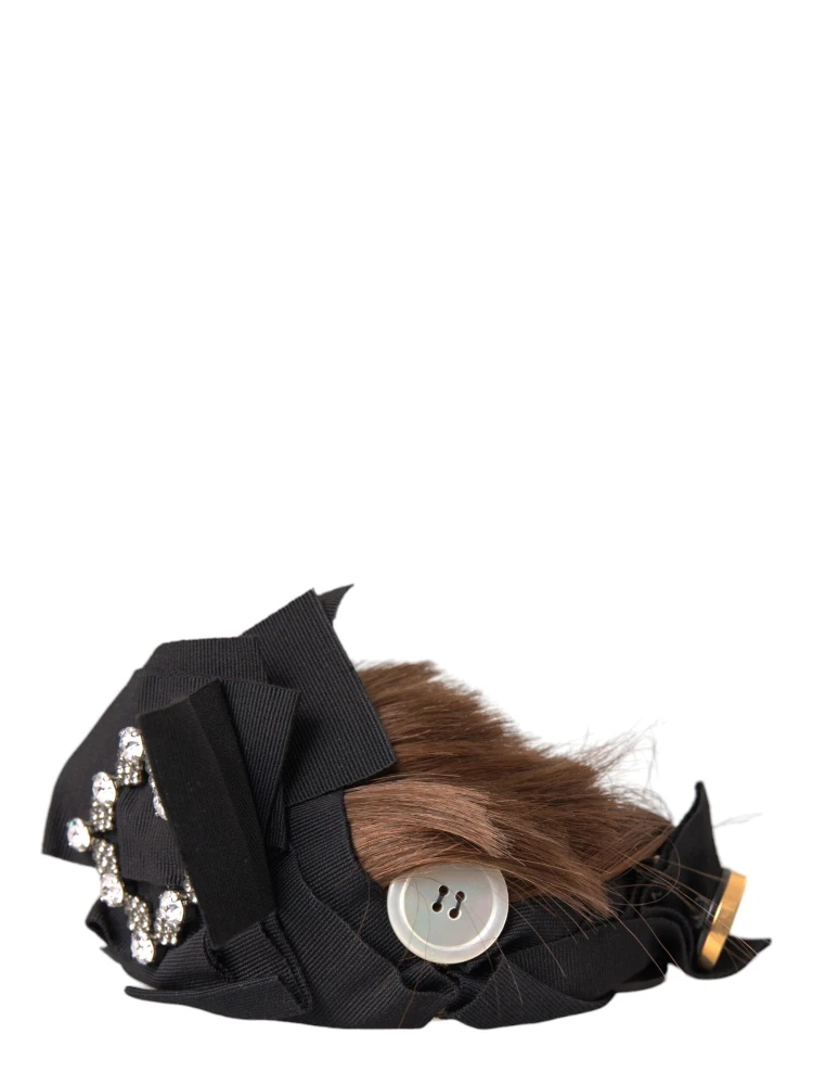 Black Crystal Button Brown Hair Women Headband Diadem alternative
