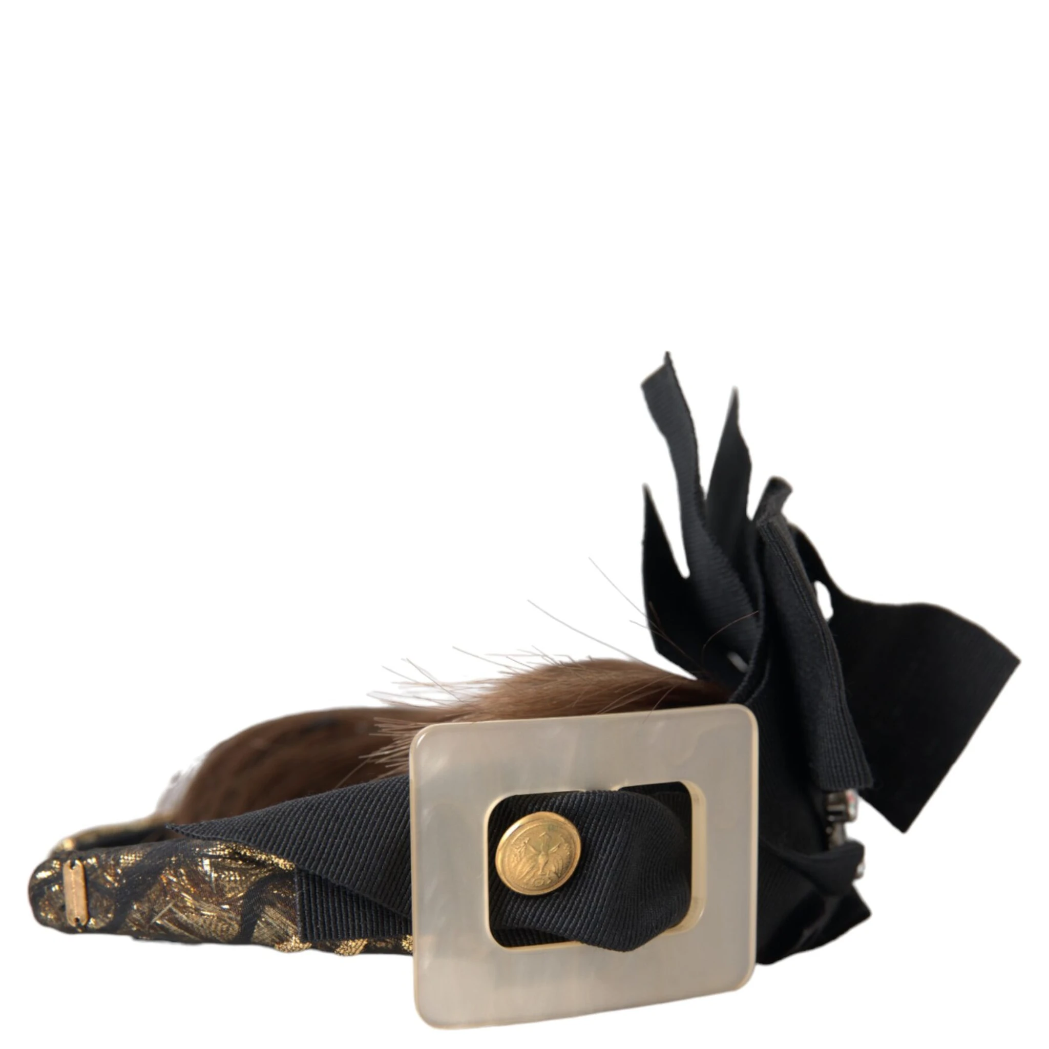 Black Crystal Button Brown Hair Women Headband Diadem