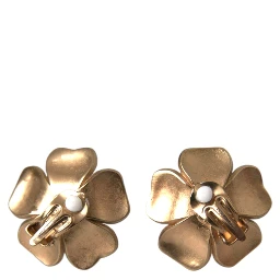 Gold Tone Maxi Faux Pearl Floral Clip-on Jewelry Earrings