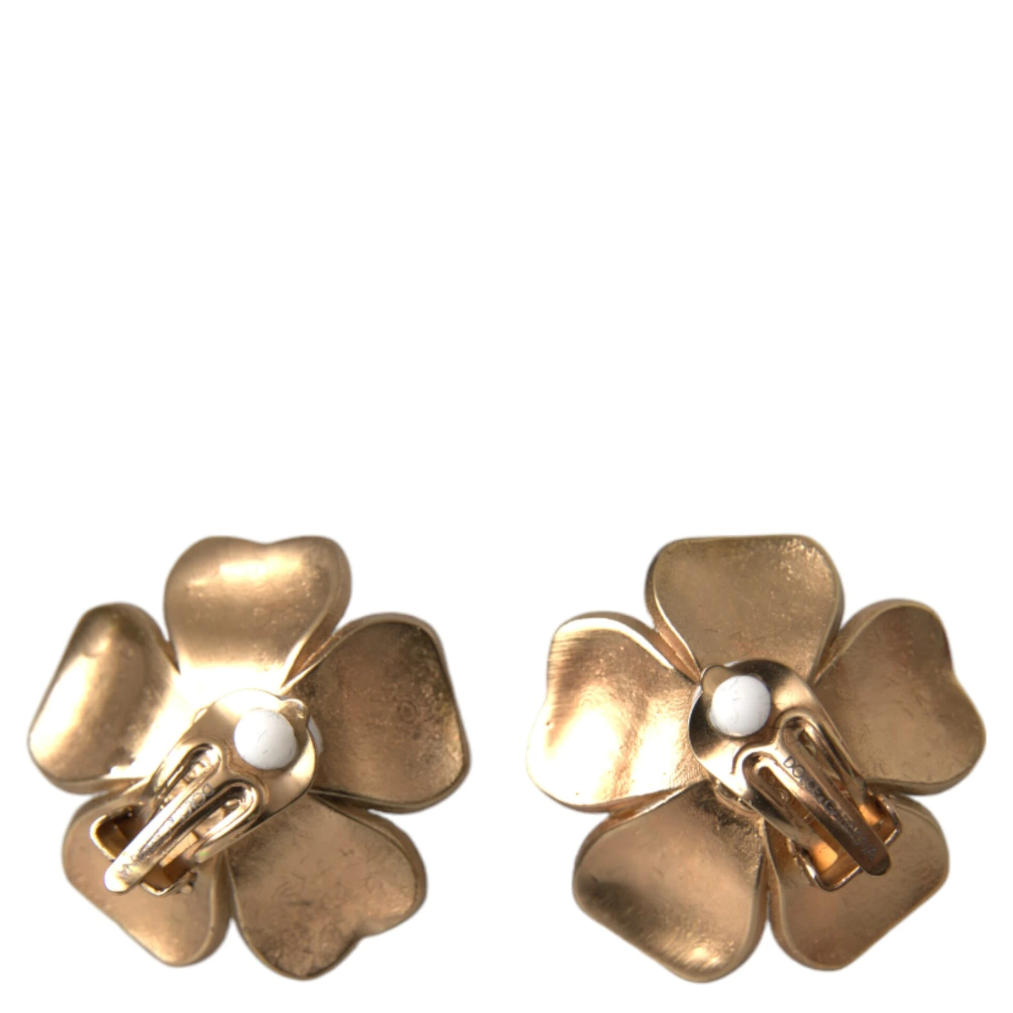Gold Tone Maxi Faux Pearl Floral Clip-on Jewelry Earrings