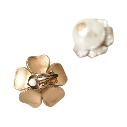 Gold Tone Maxi Faux Pearl Floral Clip-on Jewelry Earrings