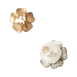 Gold Tone Maxi Faux Pearl Floral Clip-on Jewelry Earrings
