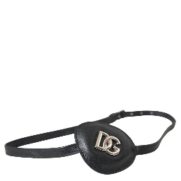 Black Calfskin Leather Metal DG Logo Eye Patch
