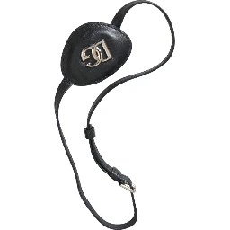 Black Calfskin Leather Metal DG Logo Eye Patch