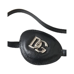 Black Calfskin Leather Metal DG Logo Eye Patch