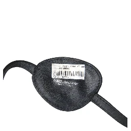 Black Calfskin Leather Metal DG Logo Eye Patch