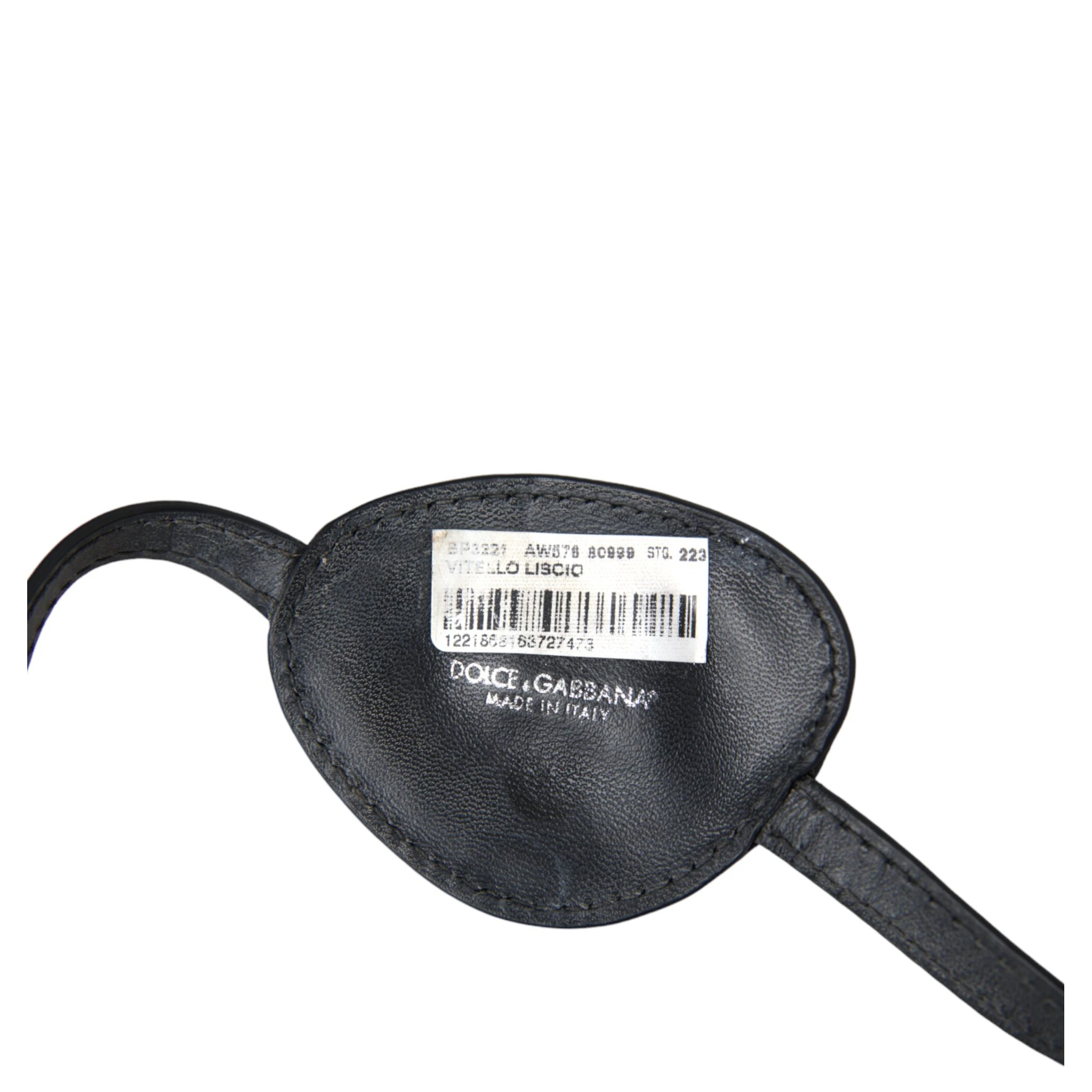 Black Calfskin Leather Metal DG Logo Eye Patch