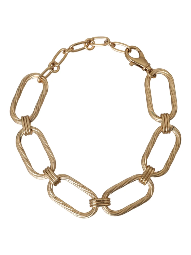 Gold Tone Brass Large Link Chain Jewelry Necklace