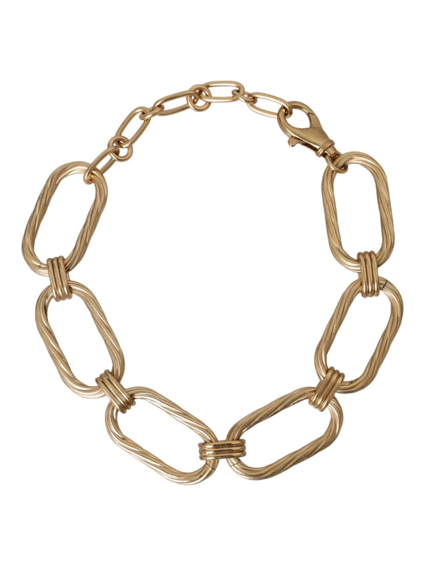 Gold Tone Brass Large Link Chain Jewelry Necklace