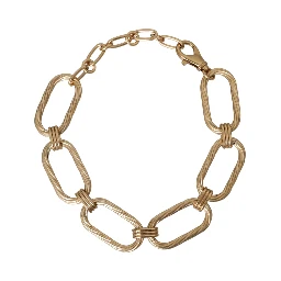 Gold Tone Brass Large Link Chain Jewelry Necklace