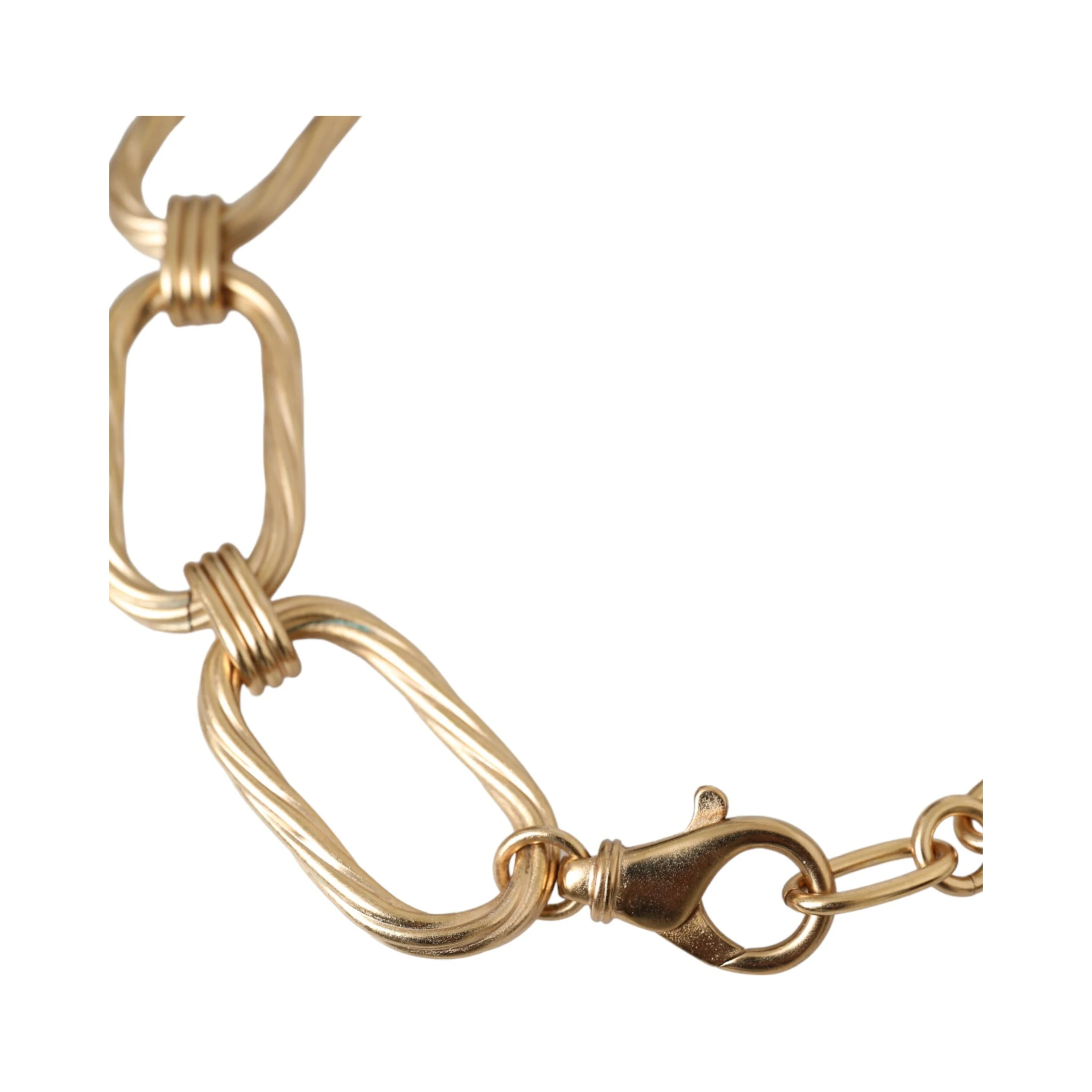 Gold Tone Brass Large Link Chain Jewelry Necklace