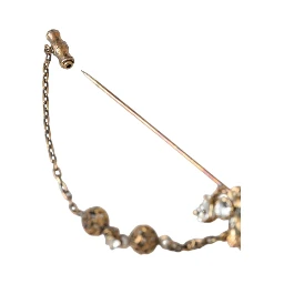 Gold Brass Crystal Chain 925 Sterling Silver Pin Brooch