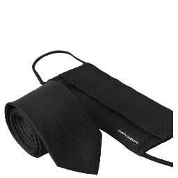 Black 100% Silk Adjustable Necktie Face Mask