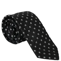 Black Logo Cotton Blend Adjustable Tie