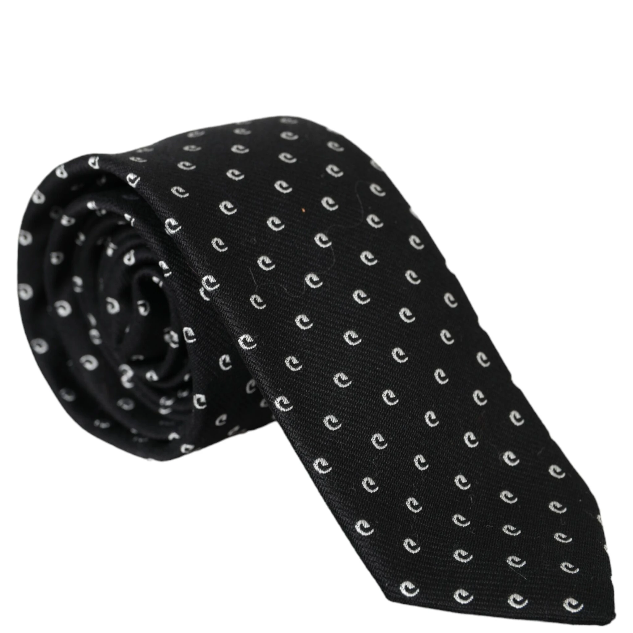 Black Logo Cotton Blend Adjustable Tie