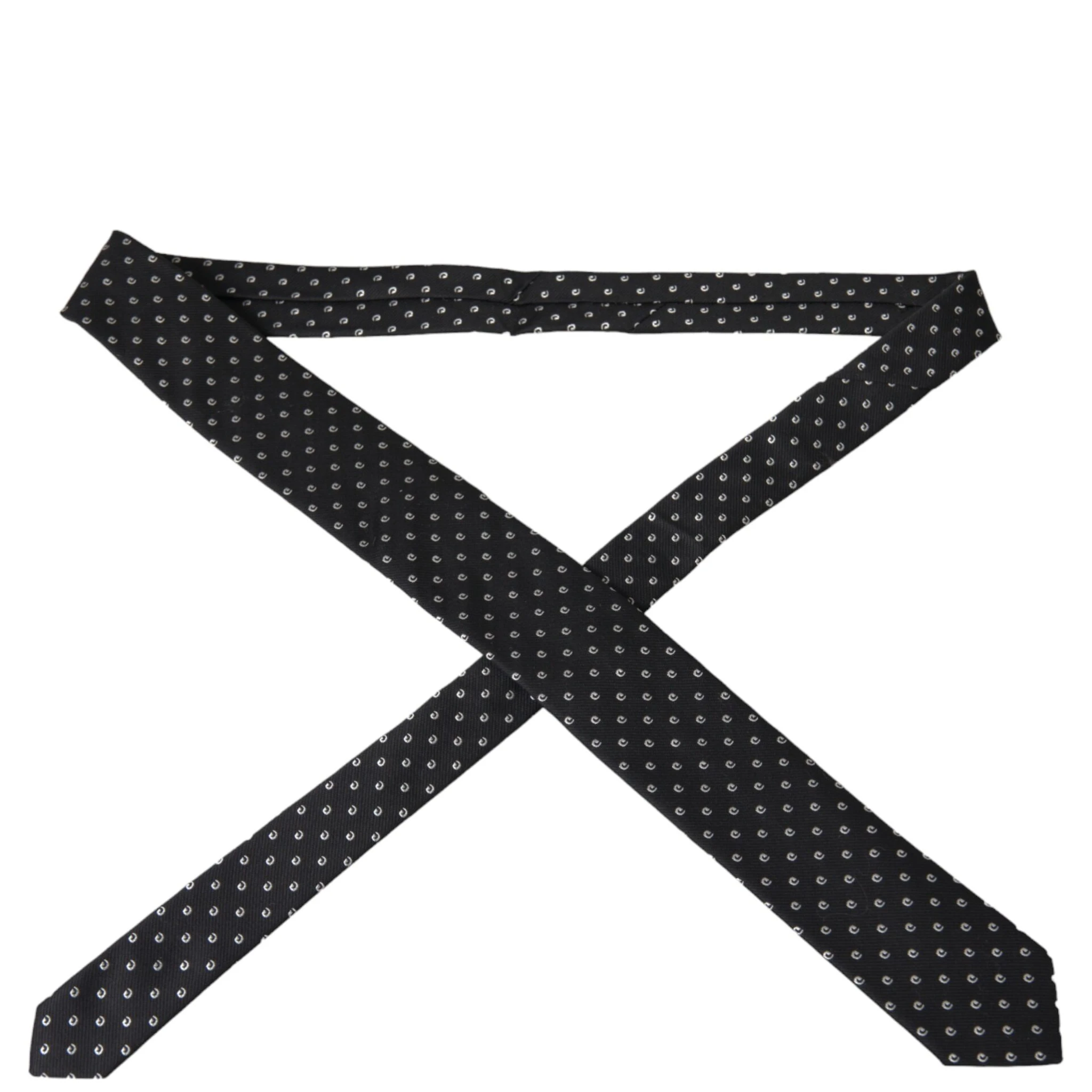 Black Logo Cotton Blend Adjustable Tie