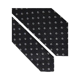 Black Logo Cotton Blend Adjustable Tie