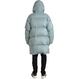 Light Blue Quilted Hooded Puffer Jacket Men