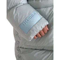 Light Blue Quilted Hooded Puffer Jacket Men