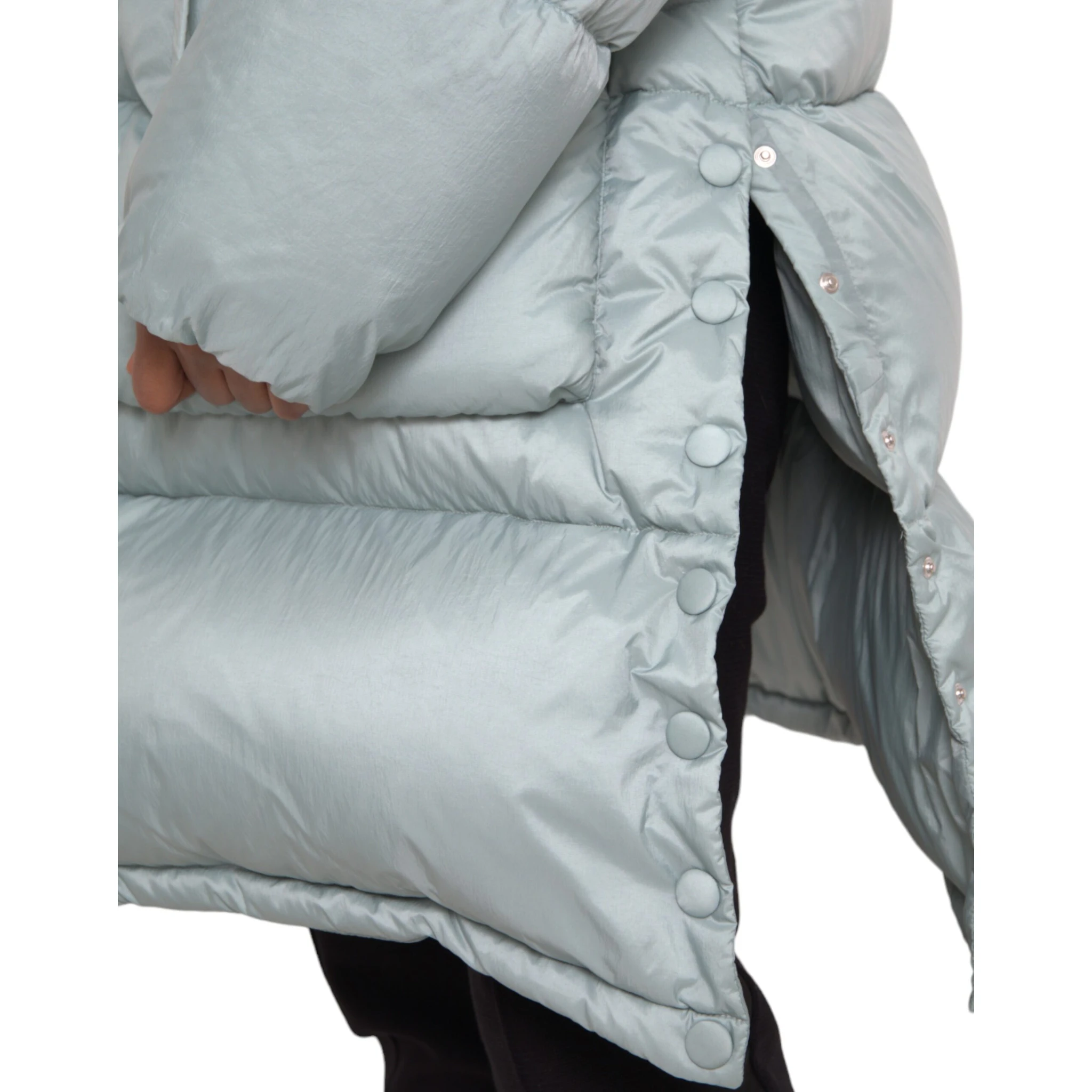 Light Blue Quilted Hooded Puffer Jacket Men