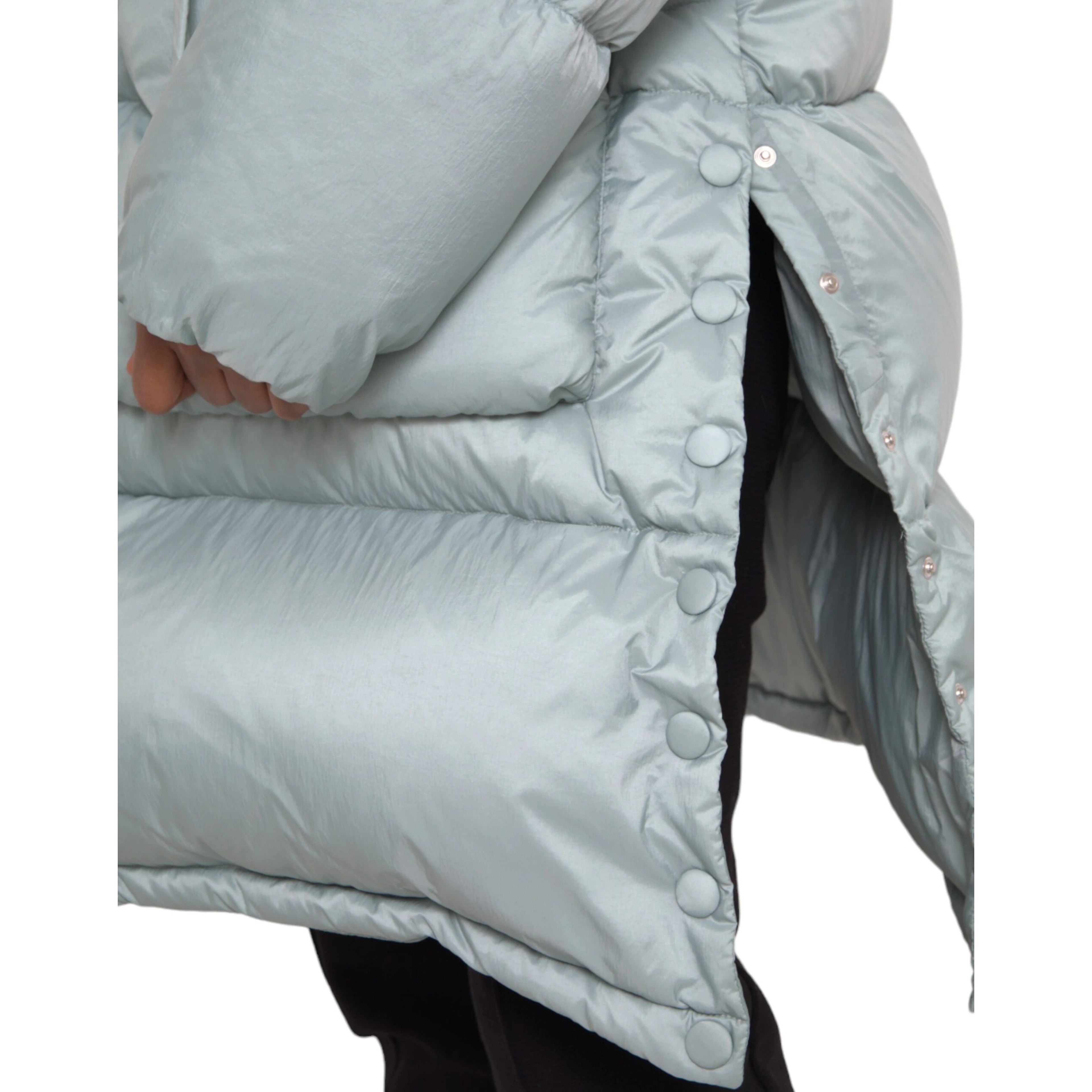 Light Blue Quilted Hooded Puffer Jacket Men