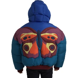 Multicolor Butterfly Hooded Puffer Jacket