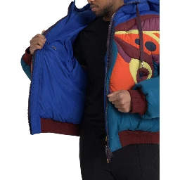 Multicolor Butterfly Hooded Puffer Jacket