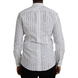 Black White Striped Formal Dress GOLD Shirt