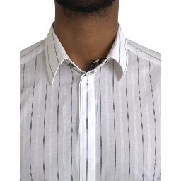 Black White Striped Formal Dress GOLD Shirt