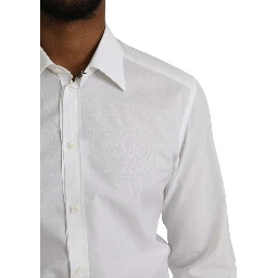 White Logo Cotton Men Dress GOLD Shirt