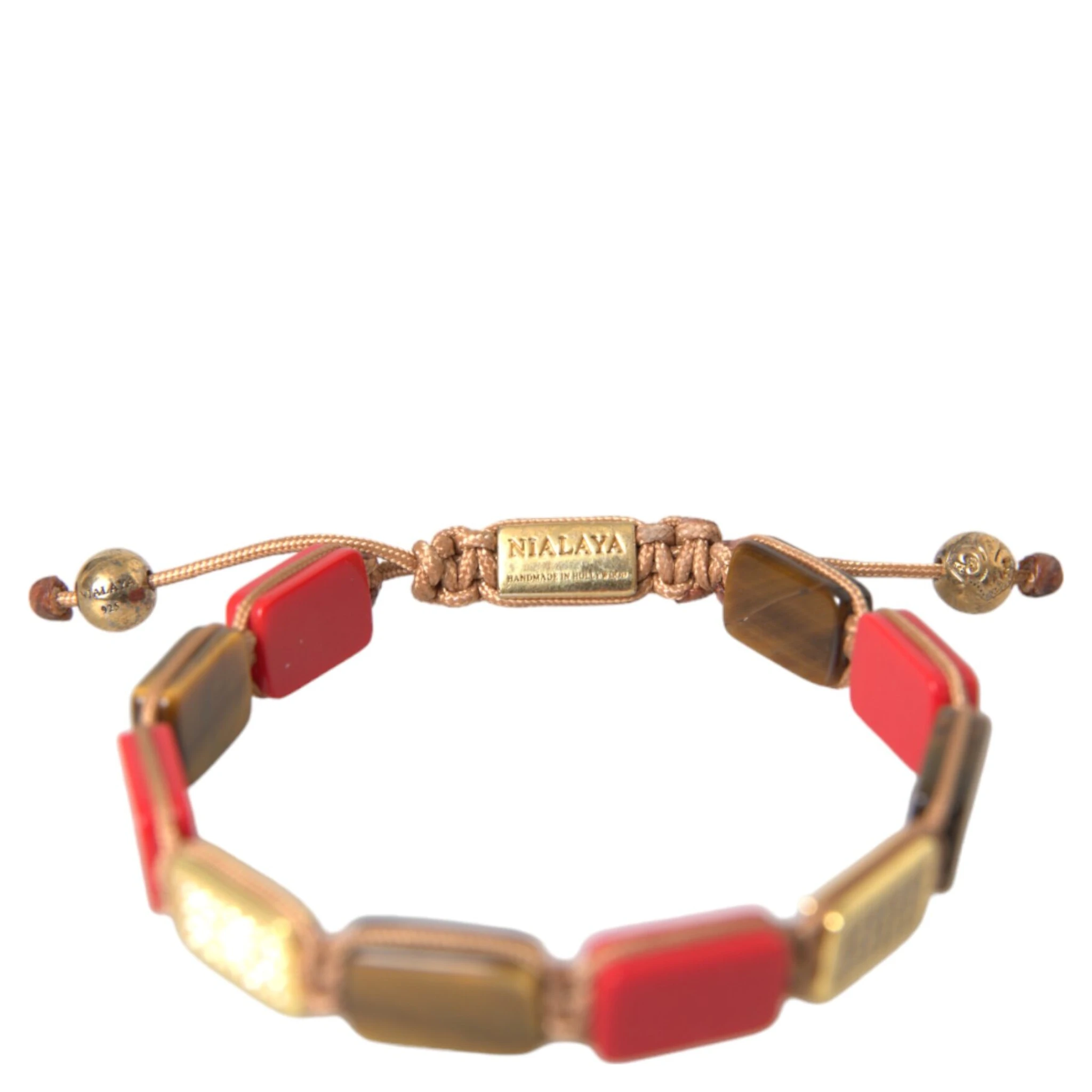 CZ Tiger Eye Red Coral 925 Silver Men Bracelet