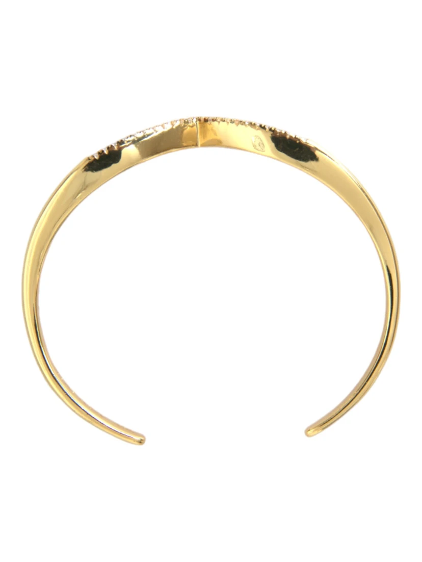 Arched Wing Cuff Skyfall Gold CZ 925 Bracelet
