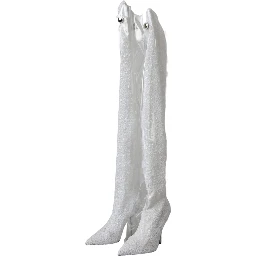 White Heels Stiletto Knee High Boots Shoes