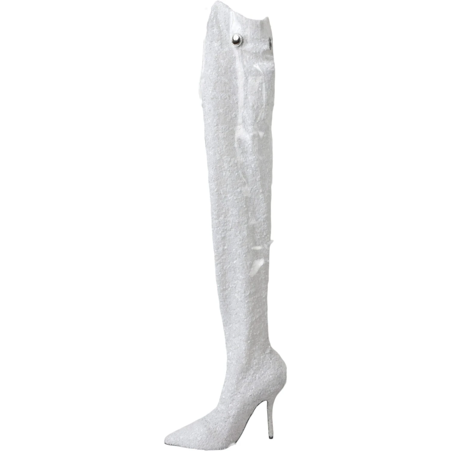 White Heels Stiletto Knee High Boots Shoes