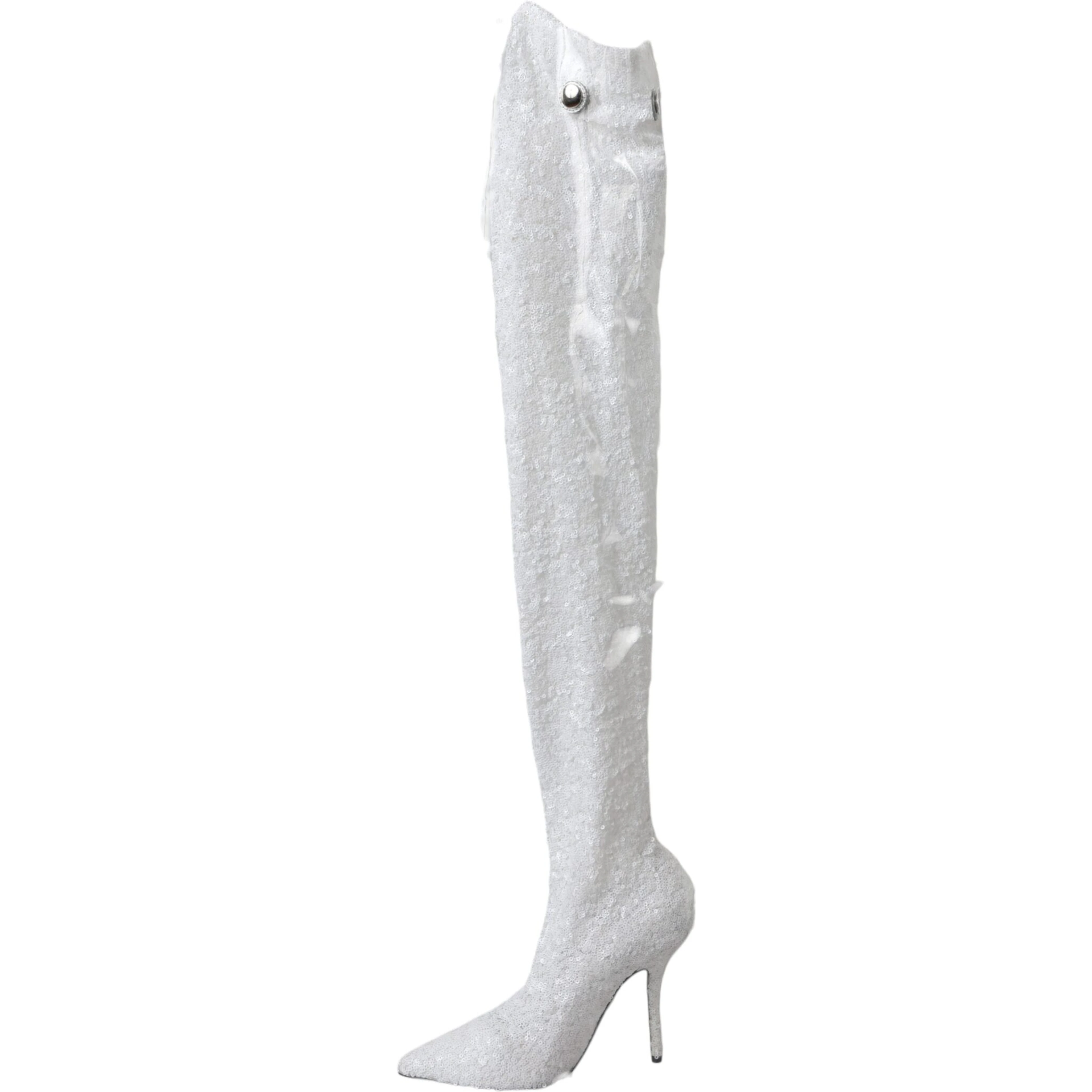 White Heels Stiletto Knee High Boots Shoes