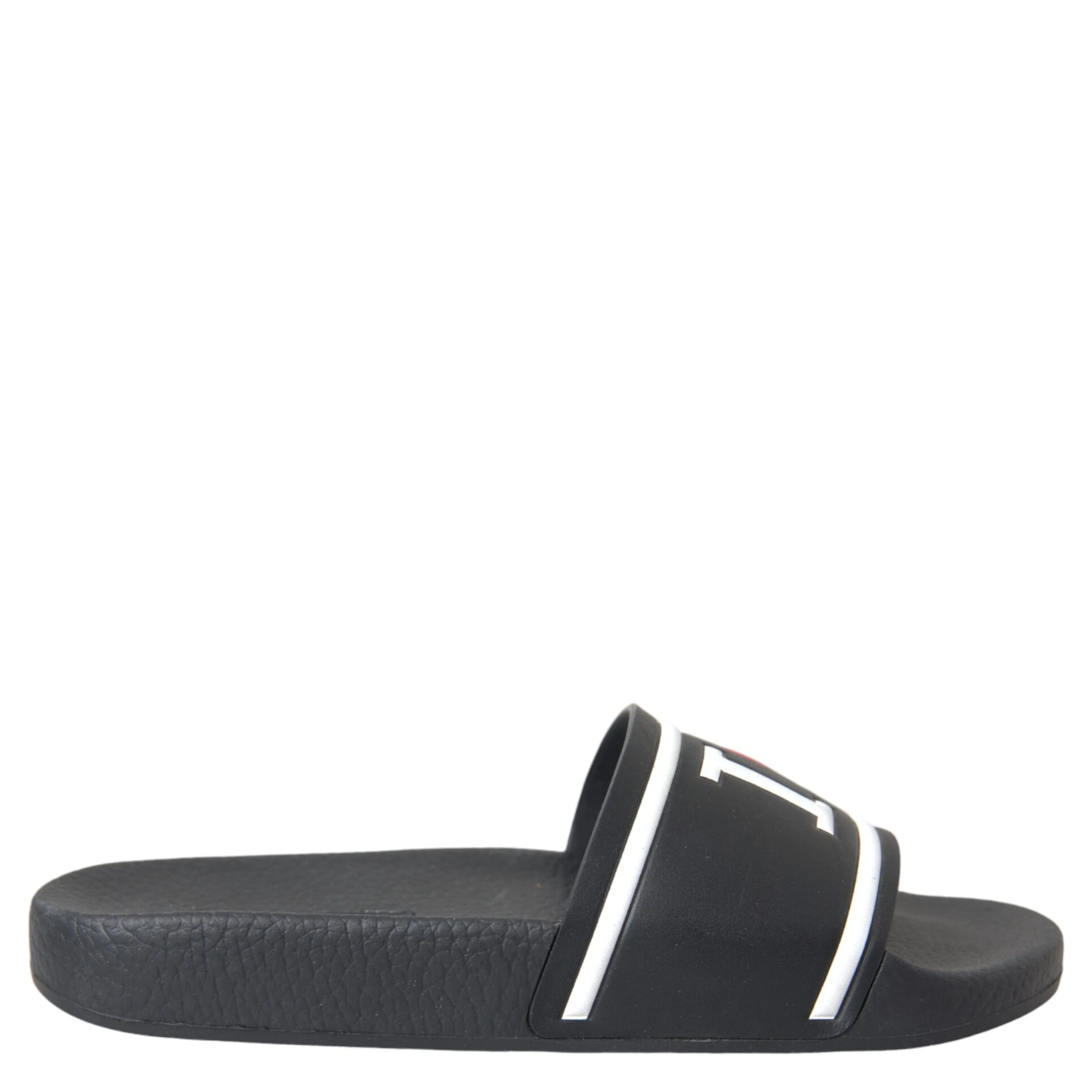 Black Leather I Love D&G Sandals Slides Shoes