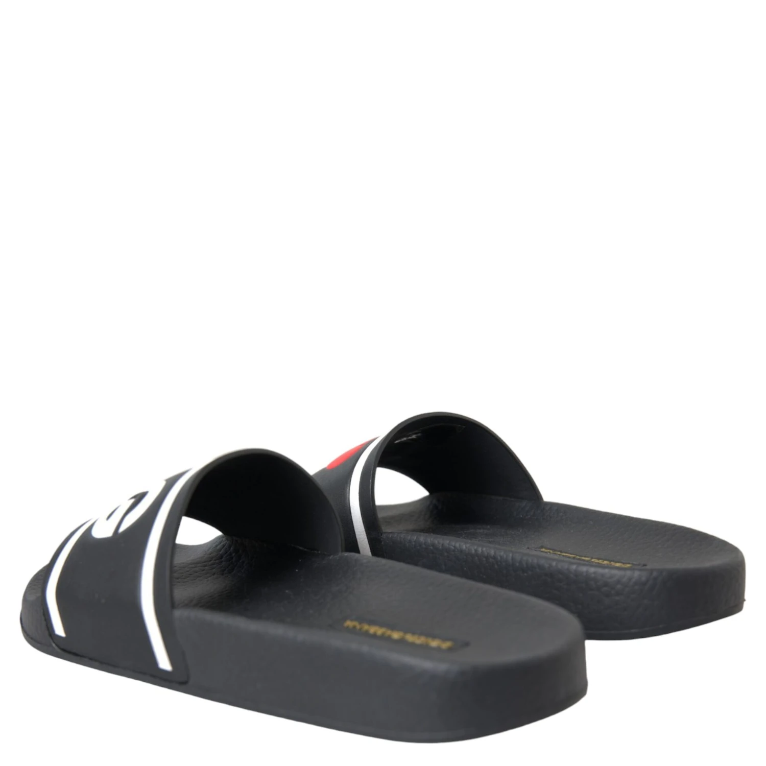 Black Leather I Love D&G Sandals Slides Shoes