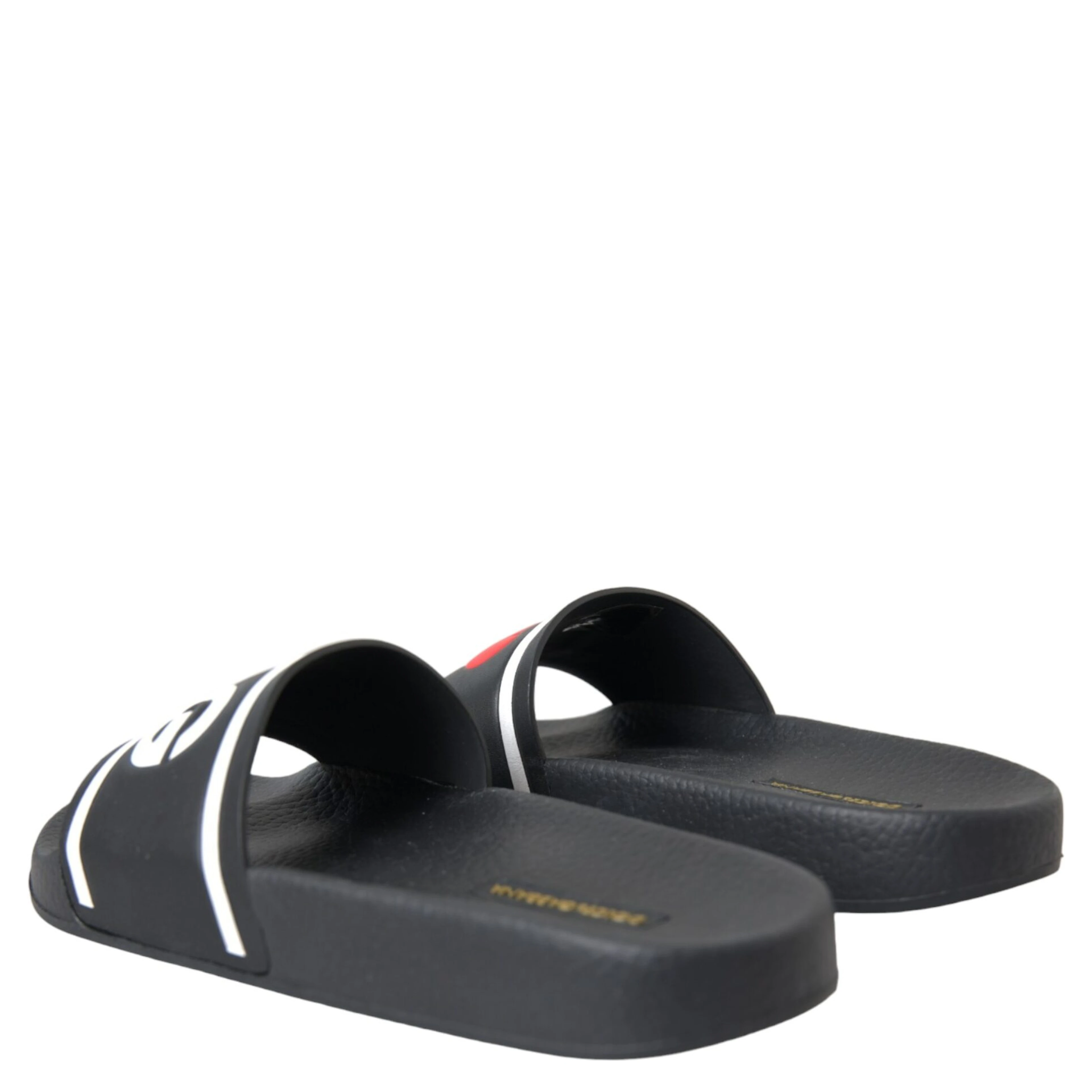 Black Leather I Love D&G Sandals Slides Shoes