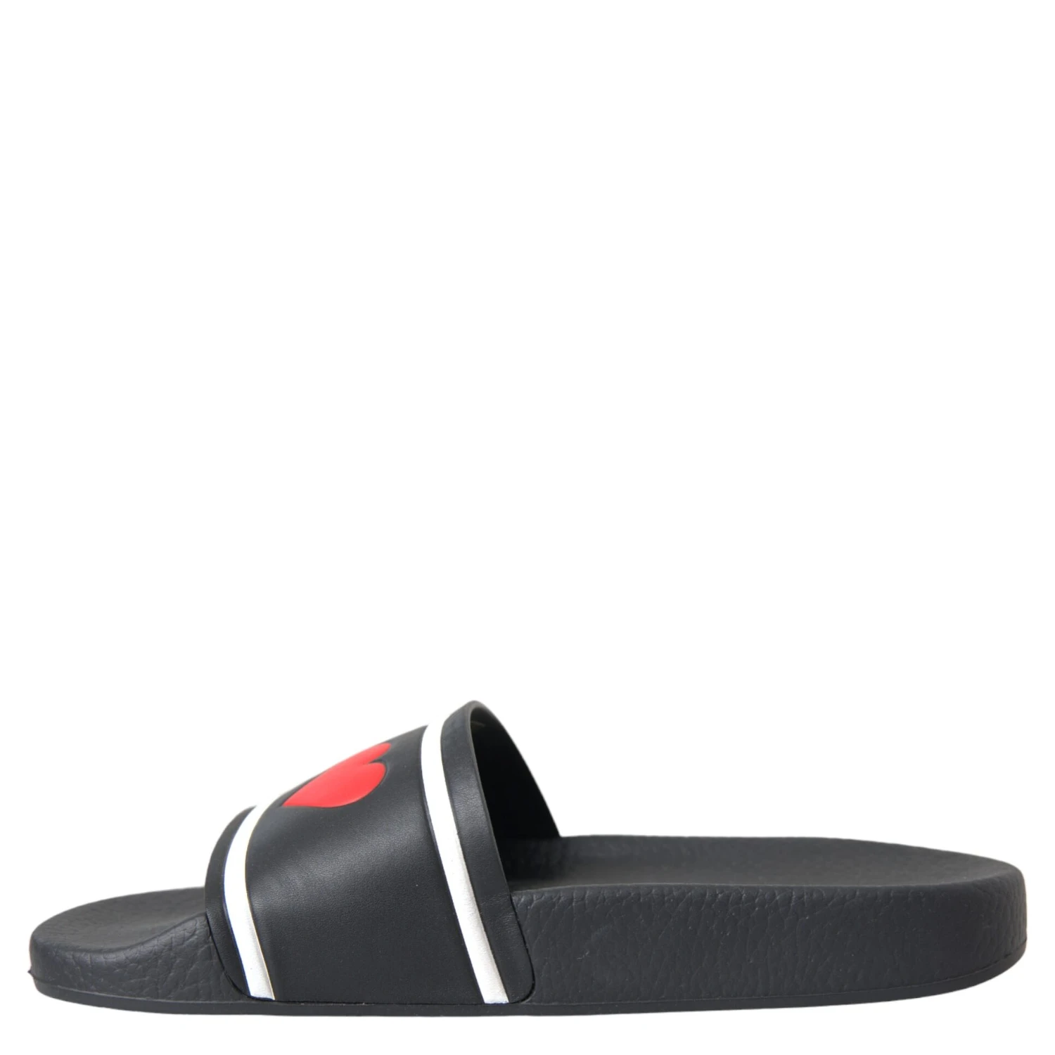 Black Leather I Love D&G Sandals Slides Shoes