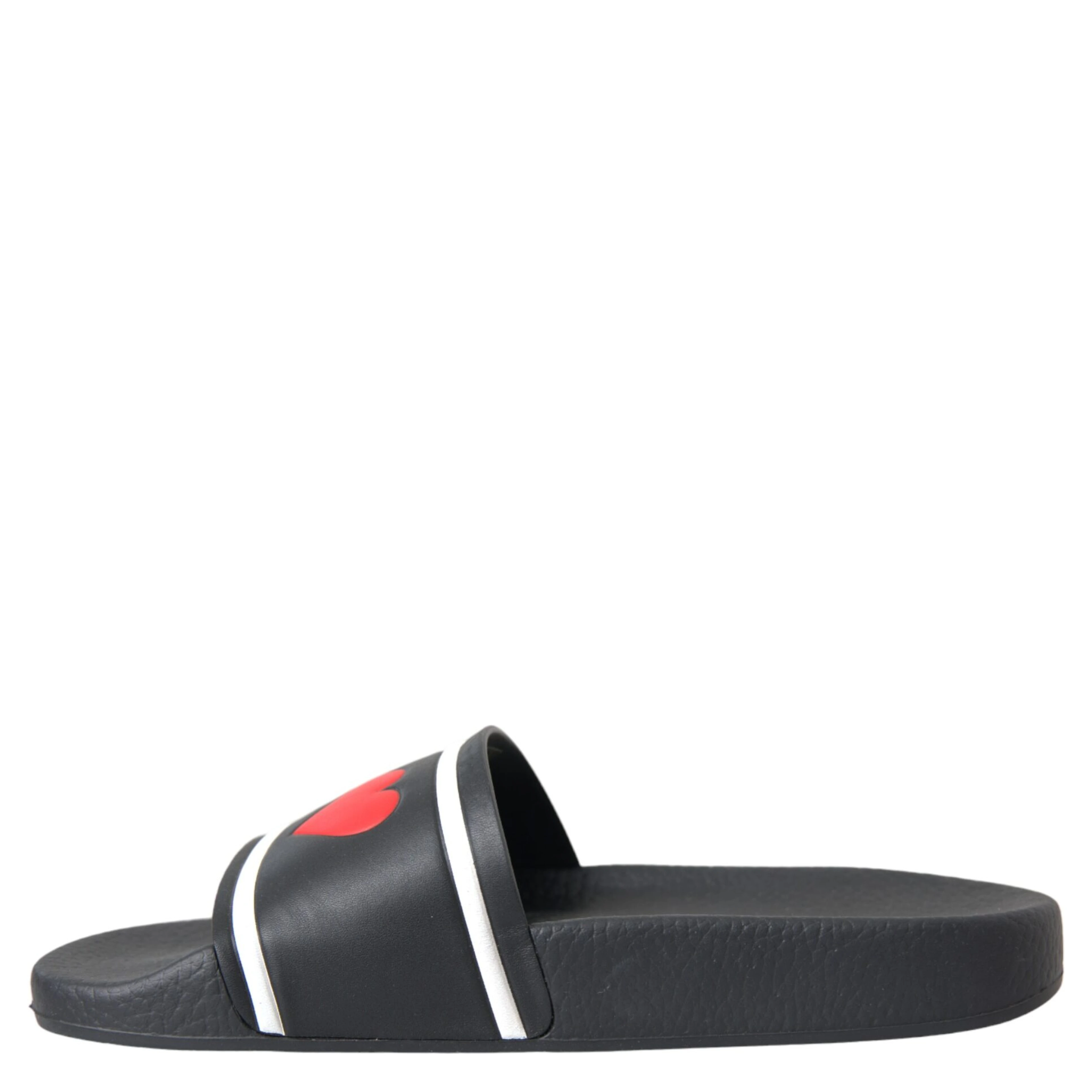 Black Leather I Love D&G Sandals Slides Shoes