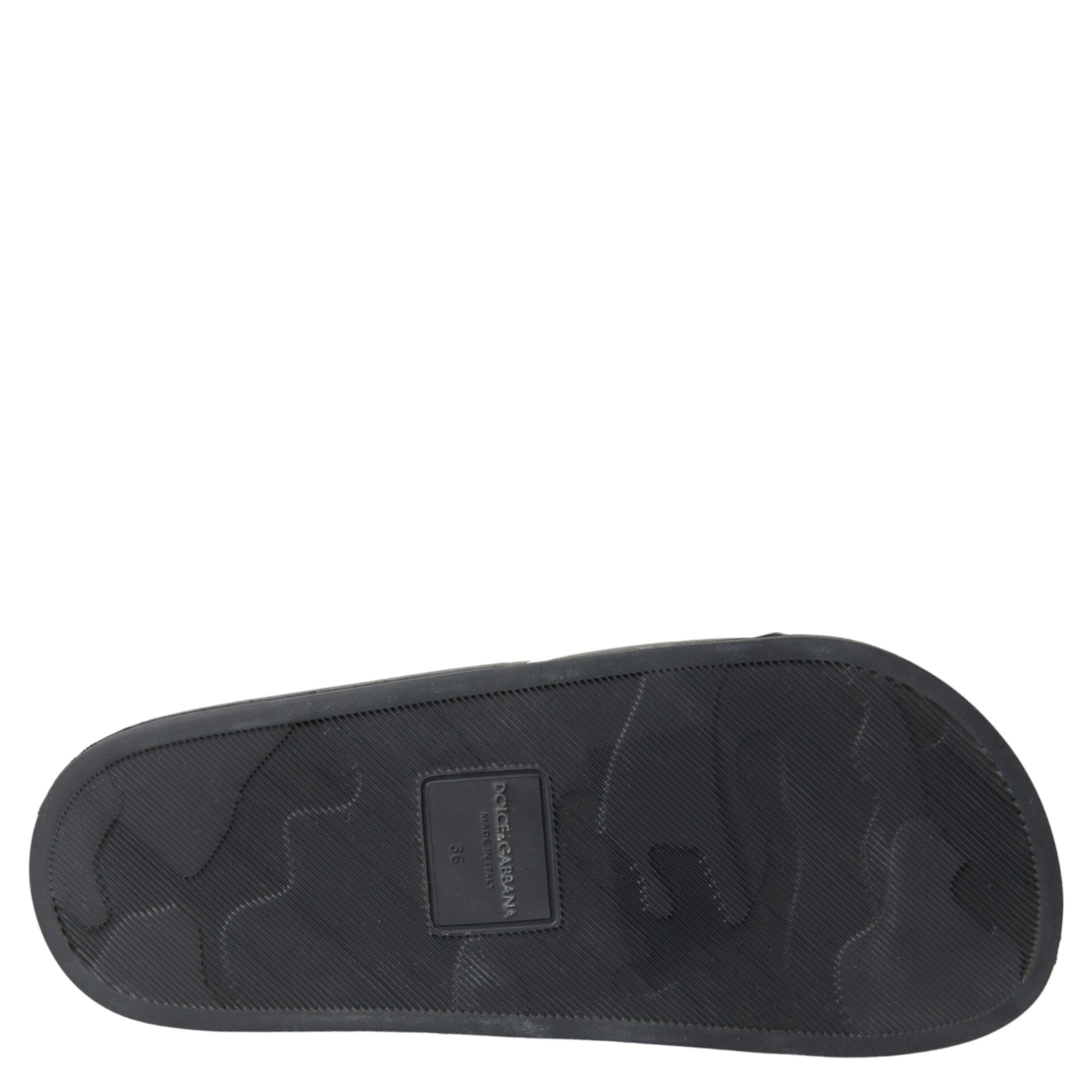 Black Leather I Love D&G Sandals Slides Shoes